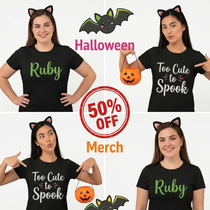 4 women wearing ruby tshirts